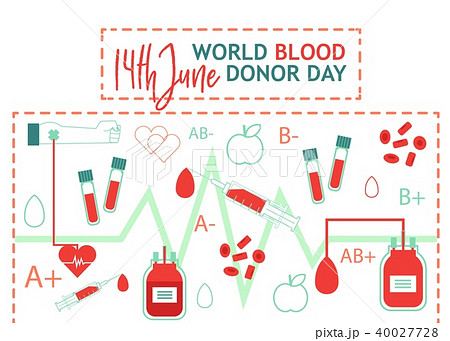 World blood donor day illustration with images of blood donation lifesaving and hospital equipment. World blood donor day illustration with images of blood donation lifesaving and hospital equipment. 40027728