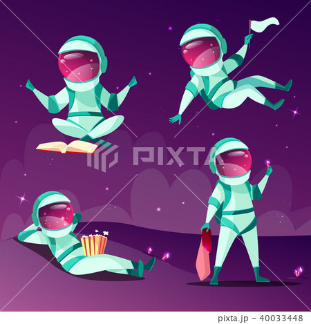 Astronauts in weightlessness zero gravity planet vector cartoon illustration 40033448