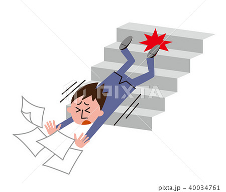 オフィスの階段で転倒する男性のイラスト素材