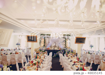 wedding restaurant with decorations and food 40035145