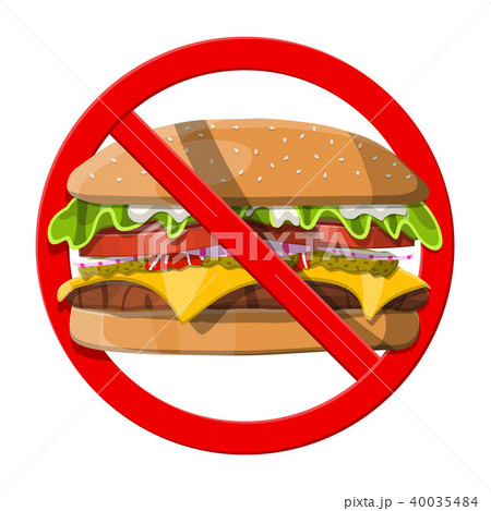 No Fast Food Allowed Ban Burger Symbol のイラスト素材