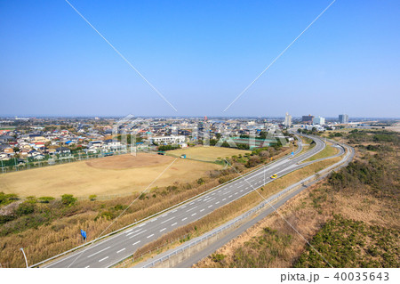 九十九里白子町インター付近を空撮 40035643