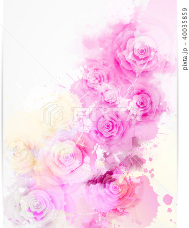 Floral invitation wedding template with roses 40035859