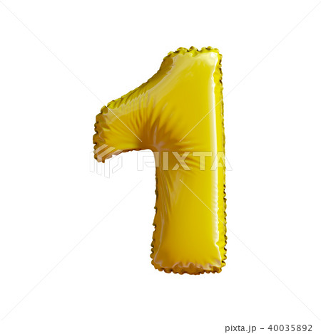 Number 1 one of gold balloons on a white background. Number 1 one of gold balloons on a white background. 40035892