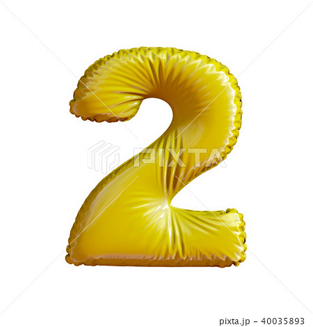 Number 2 two of gold balloons on a white background. 40035893