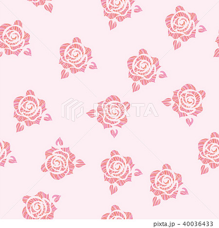 バラのイラスト ピンク 薔薇の模様の連続柄 シームレスデザイン 背景イラストのイラスト素材