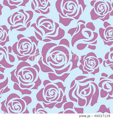 バラのイラスト ブルー 薔薇の模様の連続柄 シームレスデザイン 背景イラストのイラスト素材 バラのイラスト ブルー 薔薇の模様の連続柄 シームレスデザイン 背景イラストのイラスト素材