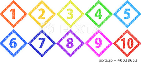 ひし形　数字　落書き風　セット 40038653