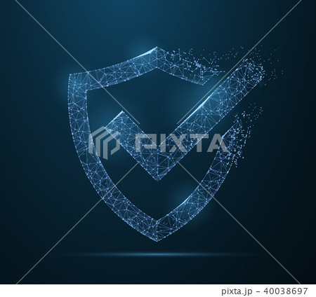 Check mark on shield . Polygonal wireframe mesh art. Security, safe, privacy or other concept 40038697