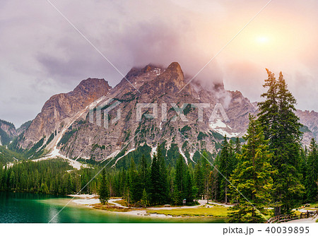 Mountain lake between by mountains Mountain lake between by mountains 40039895