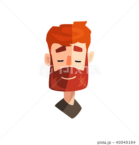 Friendly redhead bearded man, male emotional face, avatar with facial expression vector Illustration Friendly redhead bearded man, male emotional face, avatar with facial expression vector Illustration 40040164