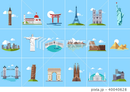 Famous architectural landmarks set, popular travel historical landmarks and buildings of different Famous architectural landmarks set, popular travel historical landmarks and buildings of different 40040628