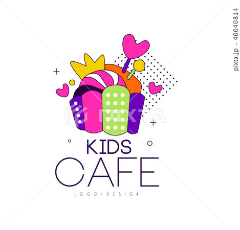 Kids cafe logo design, badge, label for childrens and baby food vector Illustration on a white Kids cafe logo design, badge, label for childrens and baby food vector Illustration on a white 40040814