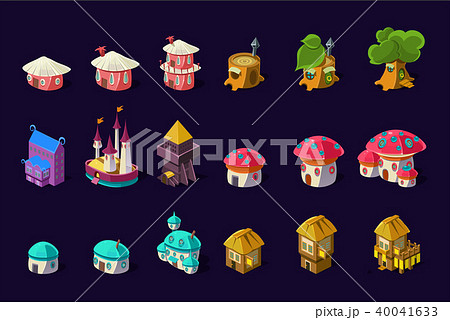 Flat Vector Set Of Colorful Buildings For のイラスト素材