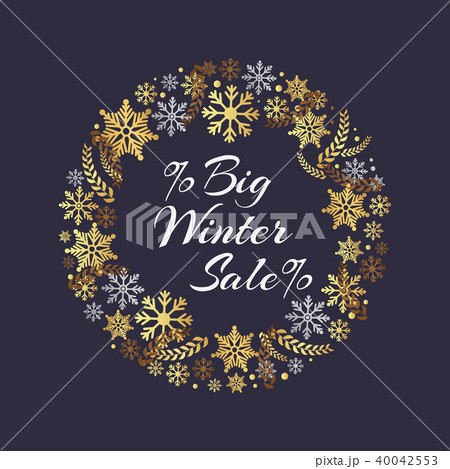 Big Winter Sale Inscription in Frame of Snowflakes 40042553