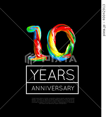 10th Anniversary, congratulation for company or person on black background 40042913