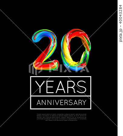 20th Anniversary, congratulation for company or person on black background 40043284
