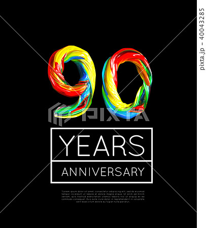 90th Anniversary, congratulation for company or person on black background 40043285