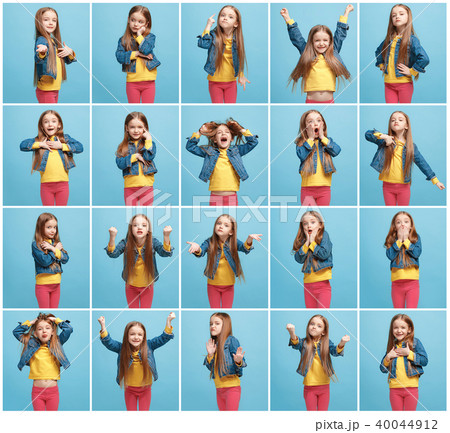 The collage of different human facial expressions, emotions and feelings of young teen girl. The collage of different human facial expressions, emotions and feelings of young teen girl. 40044912