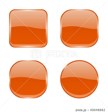 Orange glass buttons. Shiny geometric 3d icons 40046662