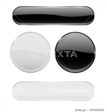 Black and white glass buttons. Web oval and round 3d icons Black and white glass buttons. Web oval and round 3d icons 40046695