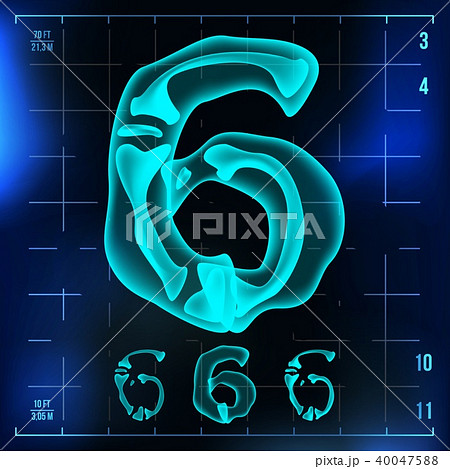 6 Number Vector. Six Roentgen X-ray Font Lightのイラスト素材