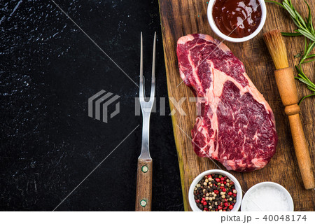 Beef steak with spices and herbs,meny template 40048174