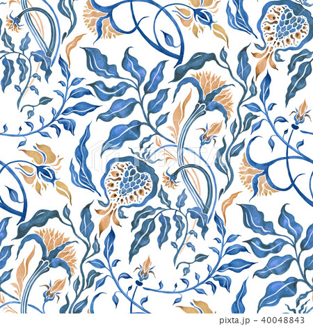 Hand Drawn seamless pattern of Abstract Flowers Hand Drawn seamless pattern of Abstract Flowers 40048843