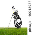 Golf equipment ball golf bag isolated on green 40048927