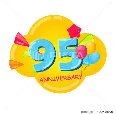 Cute Cartoon Template 95 Years Anniversary Vector Illustration 40050656