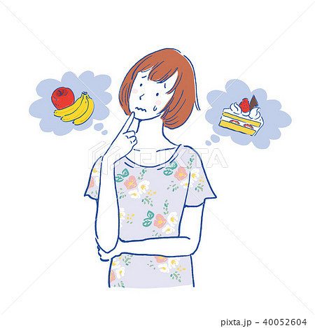 考える　仕草　女性　イラスト 40052604