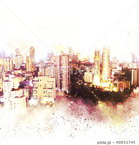 Colorful Building watercolor painting background. Colorful Building watercolor painting background. 40053745