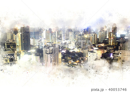 Colorful Building watercolor painting background. 40053746