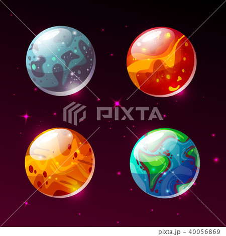 Planets in space galaxy vector cartoon illustration 40056869
