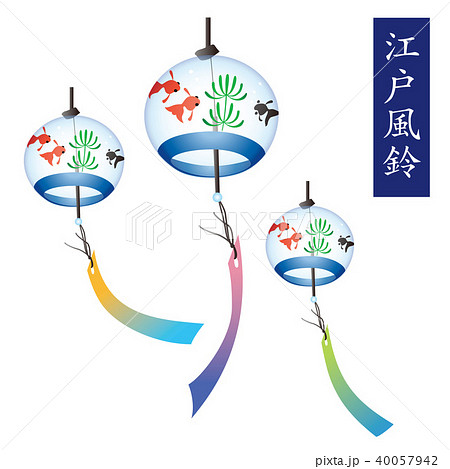 金魚模様の江戸風鈴 夏素材のイラスト素材