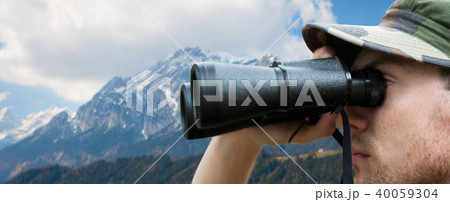 close up of soldier face looking to binocular close up of soldier face looking to binocular 40059304