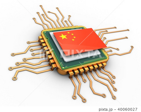 3d illustration of  processor with china flag 40060027