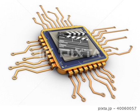 3d illustration of  processor  with film clap 40060057