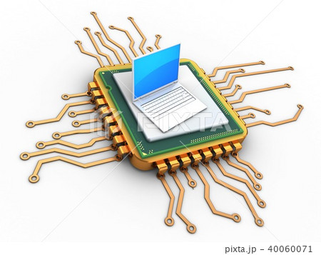 3d illustration of processor  with laptop 3d illustration of processor  with laptop 40060071