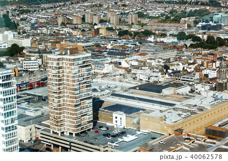 Aerial view of sunny summer Brighton. Residential and office buildings. 40062578