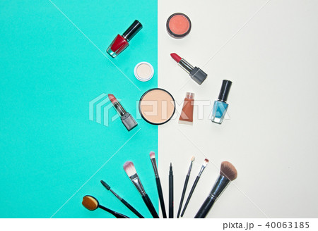 Cosmetics white and blue background 40063185