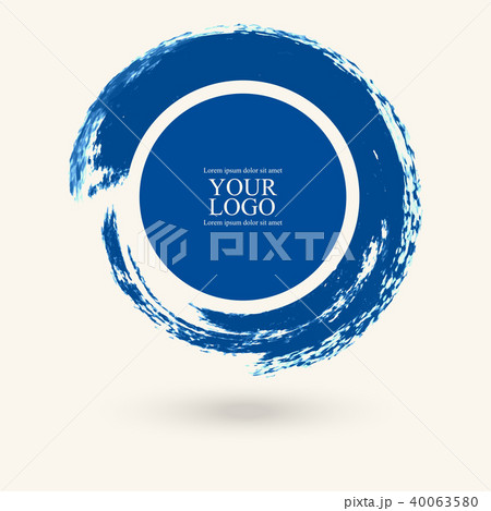 Watercolor blue texture. Ink round stroke  40063580