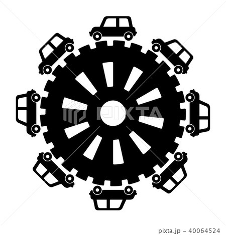 歯車の周りを回る車たち 40064524