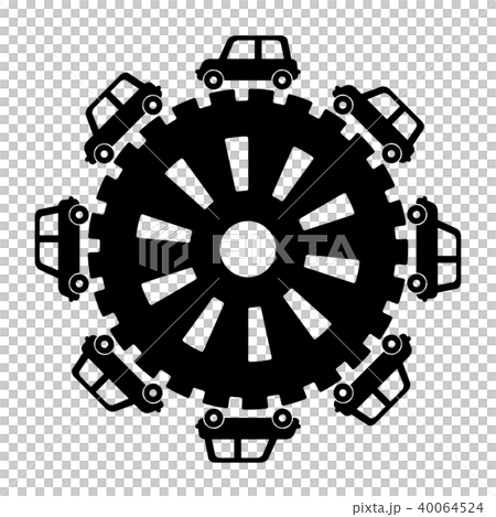 歯車の周りを回る車たちのイラスト素材