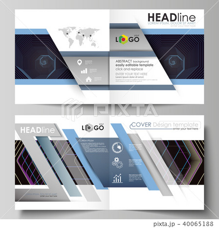 Business templates for square bi fold brochure, magazine, flyer. Leaflet cover, flat vector layout 40065188