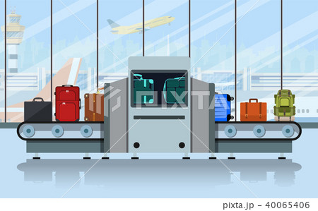 Airport conveyor belt with passenger luggage 40065406