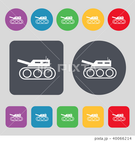 Tank, war, army icon sign. A set of 12 colored but Tank, war, army icon sign. A set of 12 colored but 40066214