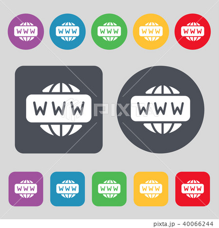 WWW icon sign. A set of 12 colored buttons. Flat d WWW icon sign. A set of 12 colored buttons. Flat d 40066244