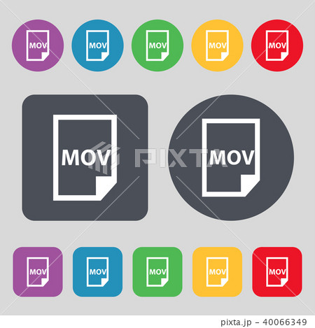mov file format icon sign. A set of 12 colored but 40066349