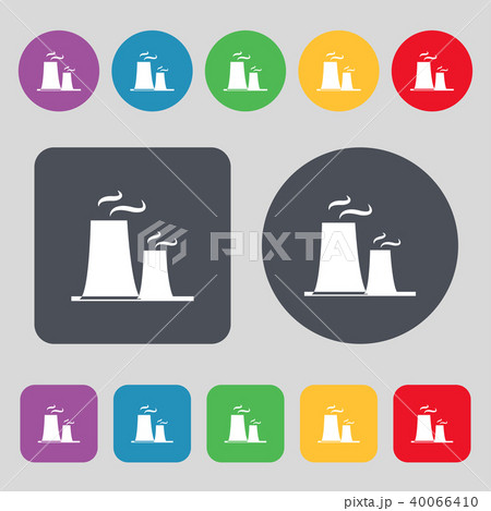 atomic power station icon sign. A set of 12 colore 40066410